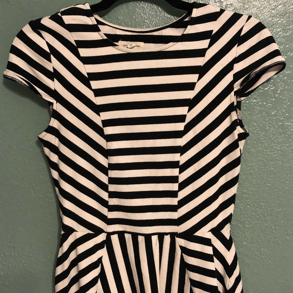 Black and white striped peplum top silence+noise